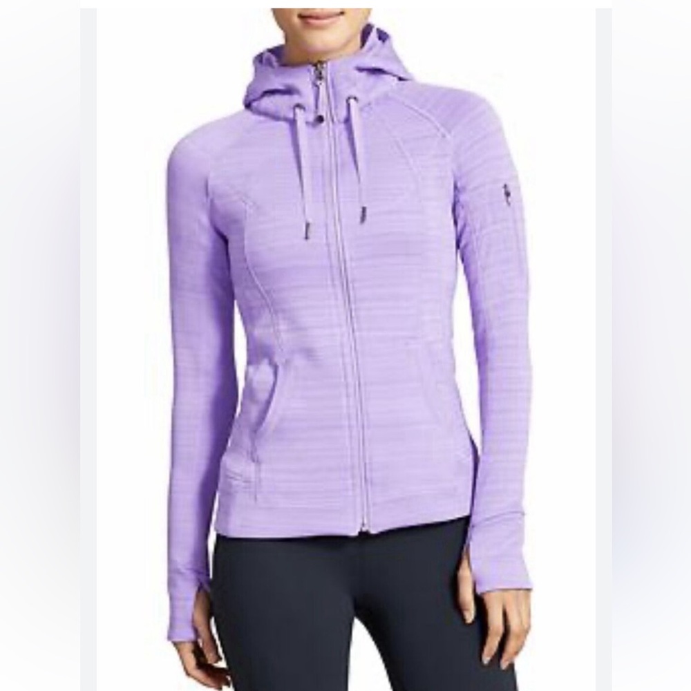 Lavender Zip-Up Hoodie Athleta small zip up LS w/Thumbholes sleeve+hand Pkts